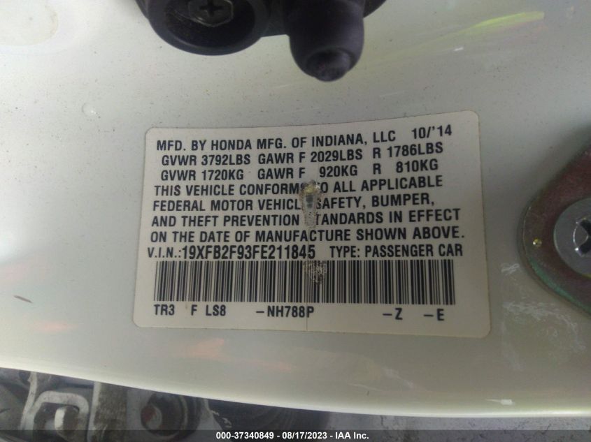 2015 HONDA CIVIC SEDAN EX-L - 19XFB2F93FE211845