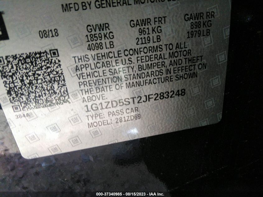 2018 CHEVROLET MALIBU LT - 1G1ZD5ST2JF283248