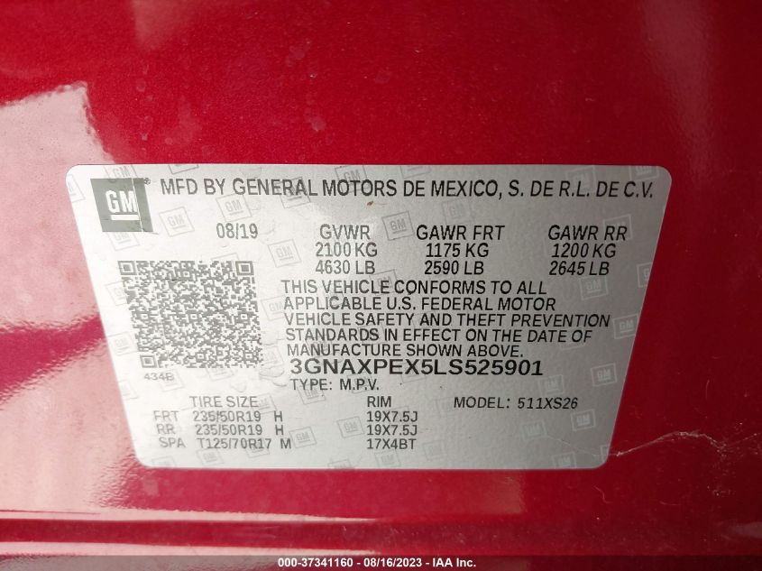 2020 CHEVROLET EQUINOX PREMIER - 3GNAXPEX5LS525901