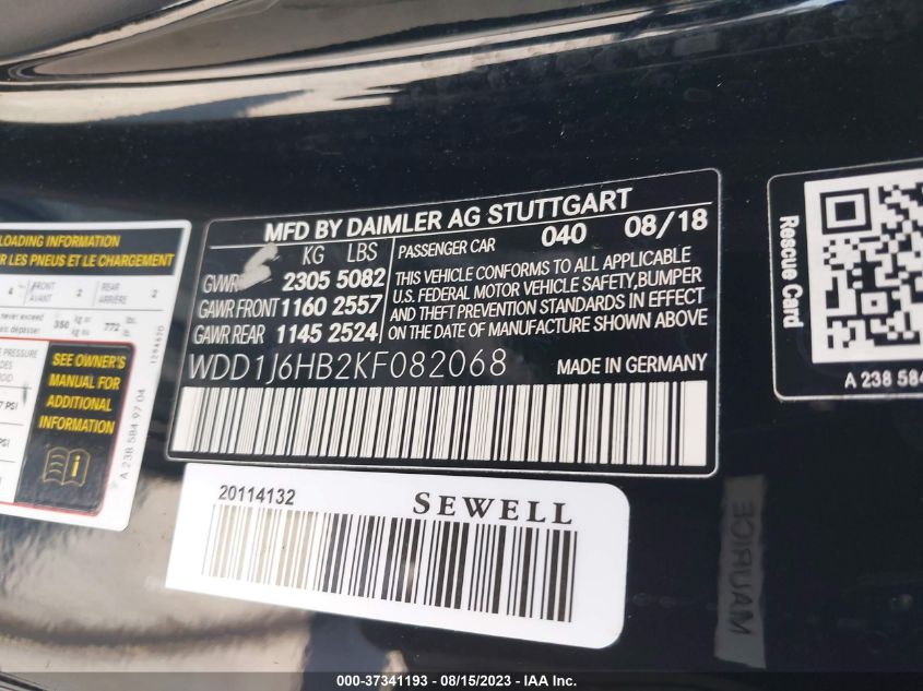 2019 MERCEDES-BENZ E-CLASS E 450 - WDD1J6HB2KF082068
