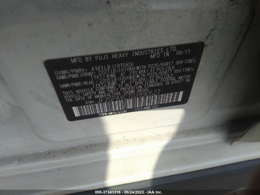 2013 SUBARU XV CROSSTREK PREMIUM - JF2GPAVC7D2890527