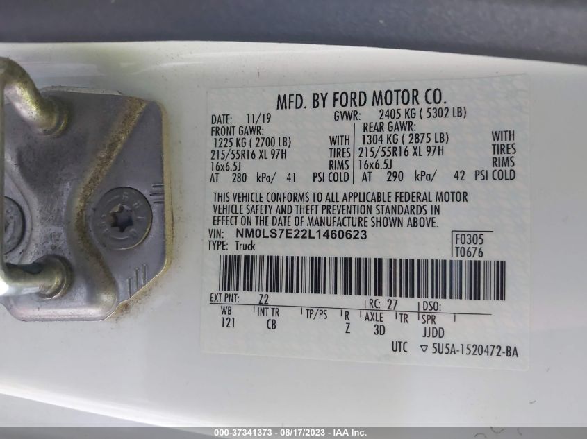 2020 FORD TRANSIT CONNECT VAN XL NM0LS7E22L1460623