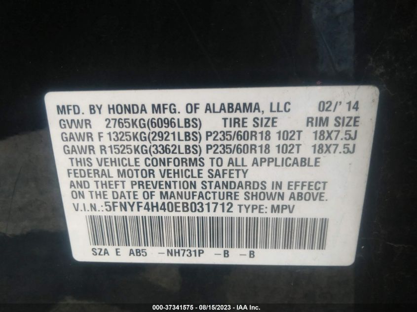 2014 HONDA PILOT EX - 5FNYF4H40EB031712