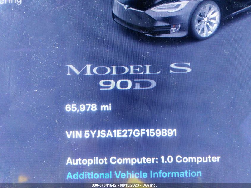 2016 TESLA MODEL S - 5YJSA1E27GF159891