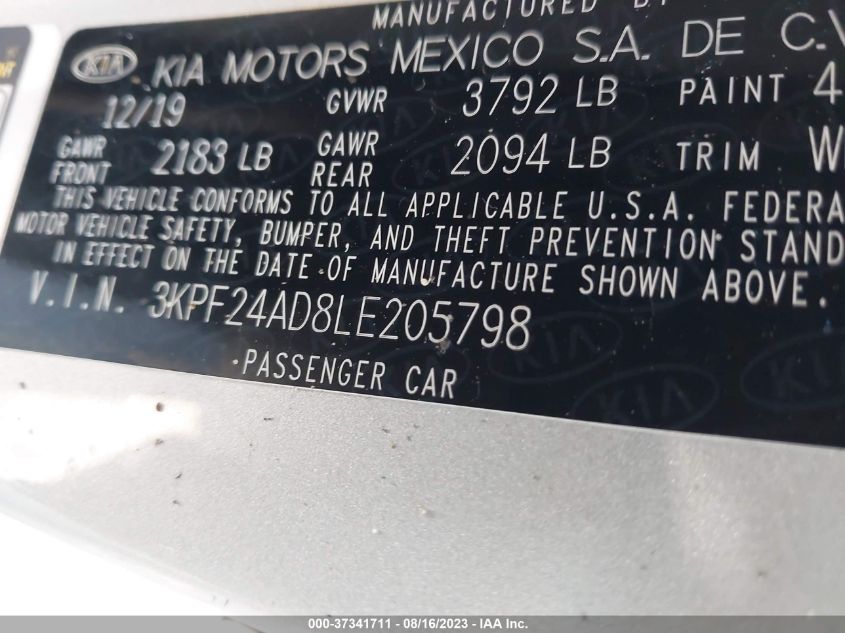 2020 KIA FORTE LXS - 3KPF24AD8LE205798
