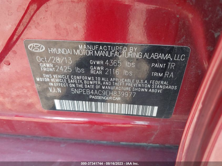 2014 HYUNDAI SONATA GLS - 5NPEB4AC9EH839977