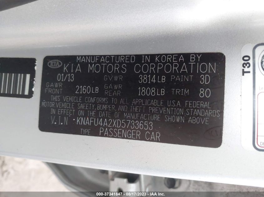 2013 KIA FORTE EX - KNAFU4A2XD5733653