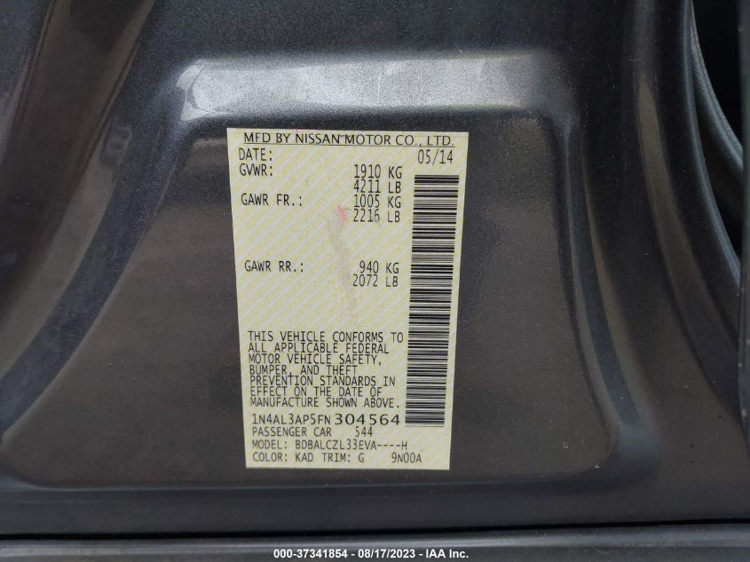 2015 NISSAN ALTIMA 2.5 S - 1N4AL3AP5FN304564