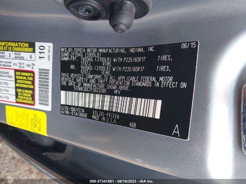 2015 TOYOTA SIENNA LE - 5TDKK3DC7FS623386