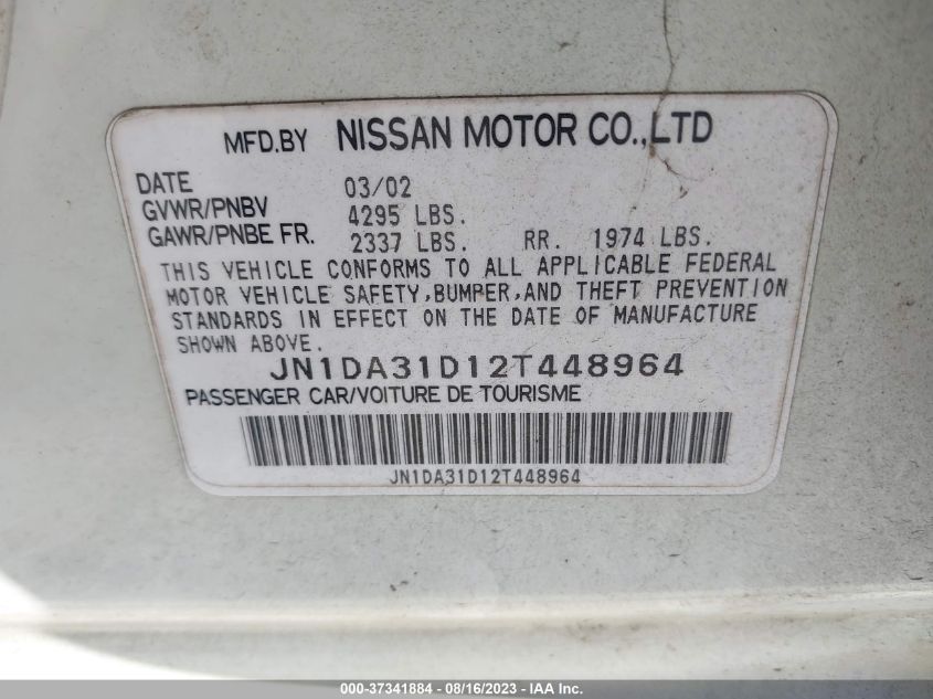 JN1DA31D12T448964 | 2002 NISSAN MAXIMA