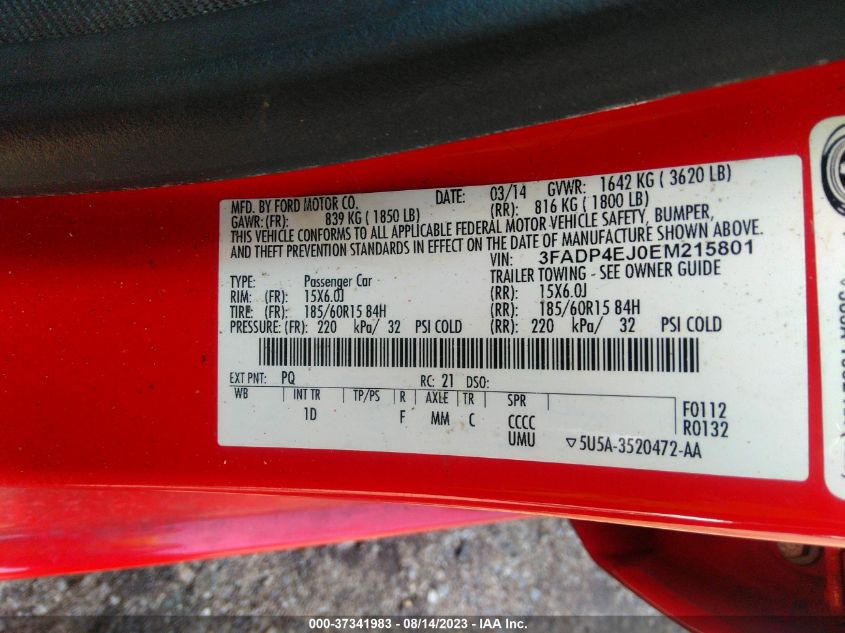 2014 FORD FIESTA SE - 3FADP4EJ0EM215801