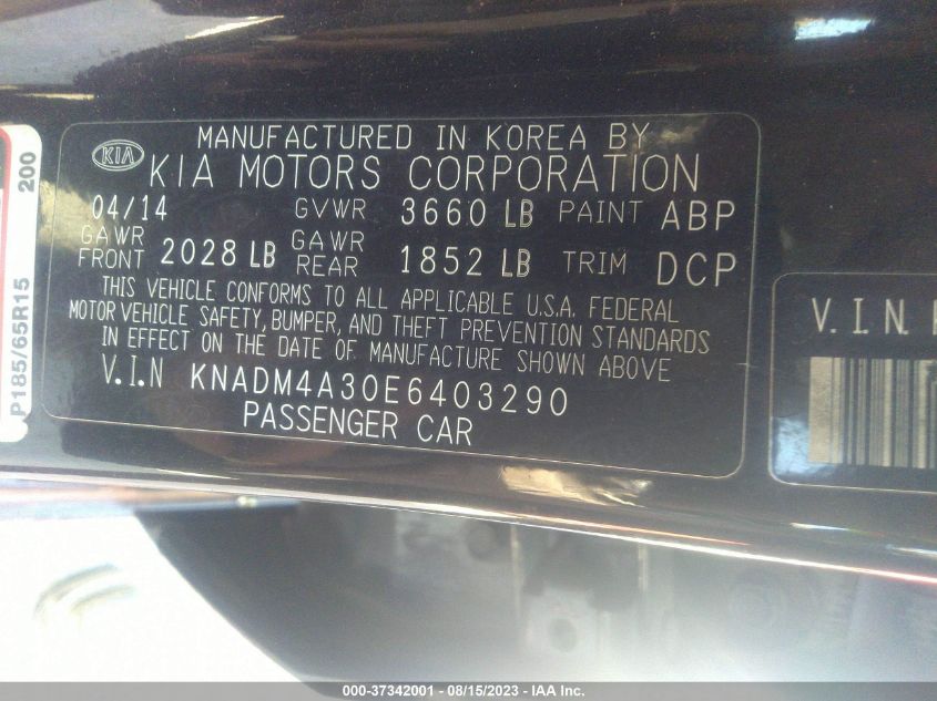2014 KIA RIO LX - KNADM4A30E6403290