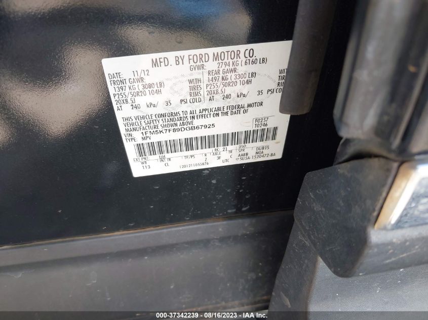 2013 FORD EXPLORER LIMITED - 1FM5K7F89DGB67925