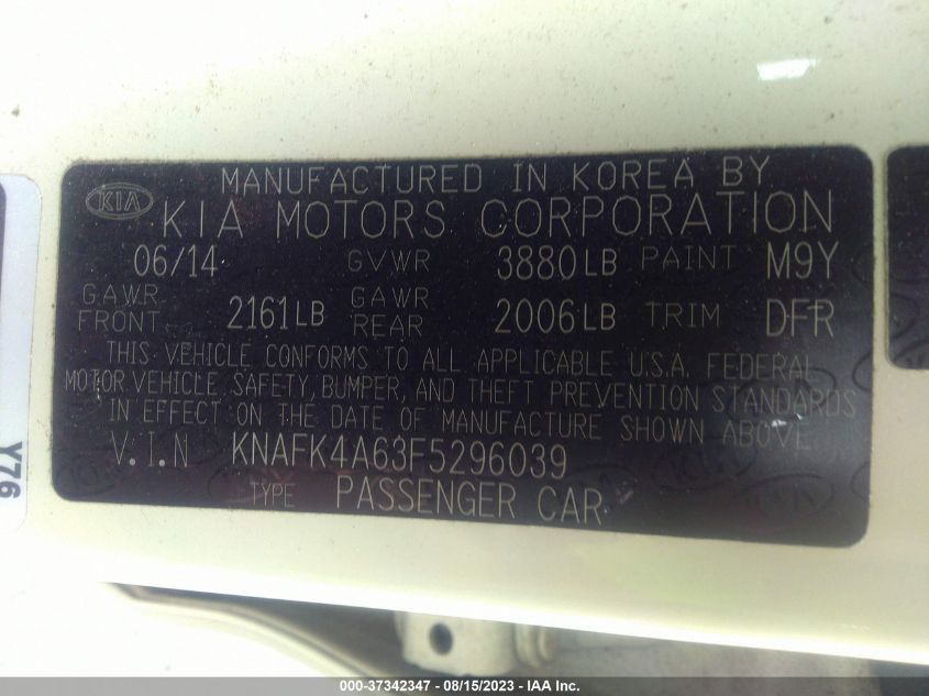 2015 KIA FORTE LX - KNAFK4A63F5296039