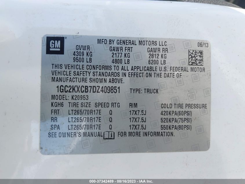 2013 CHEVROLET SILVERADO 2500HD LT - 1GC2KXCB7DZ409851