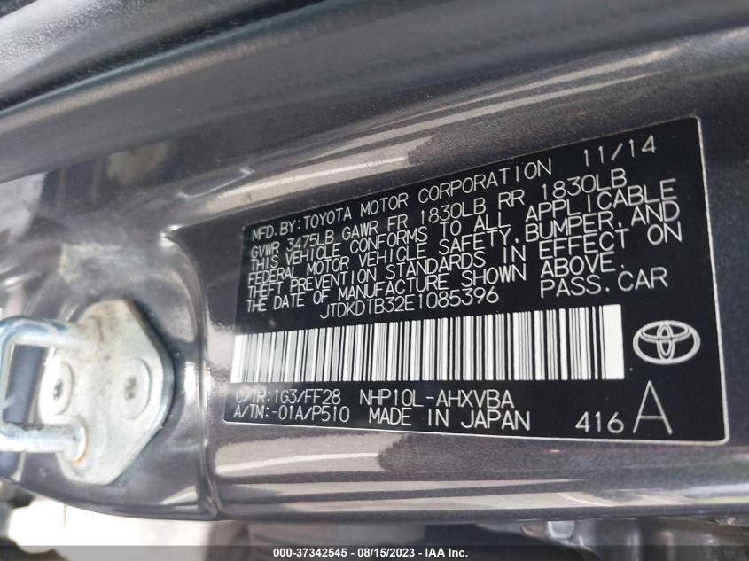 2014 TOYOTA PRIUS C ONE/THREE/TWO/FOUR - JTDKDTB32E1085396