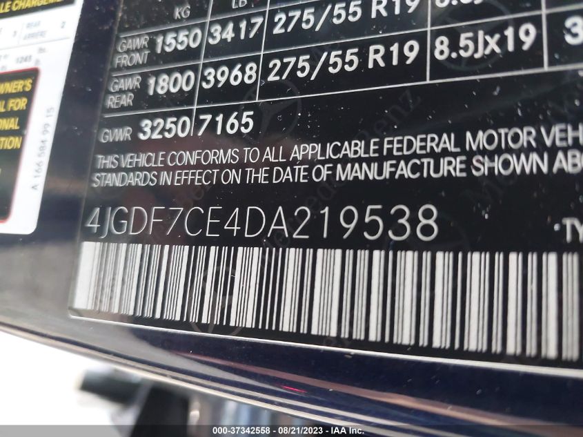 2013 MERCEDES-BENZ GL 450 4JGDF7CE4DA219538