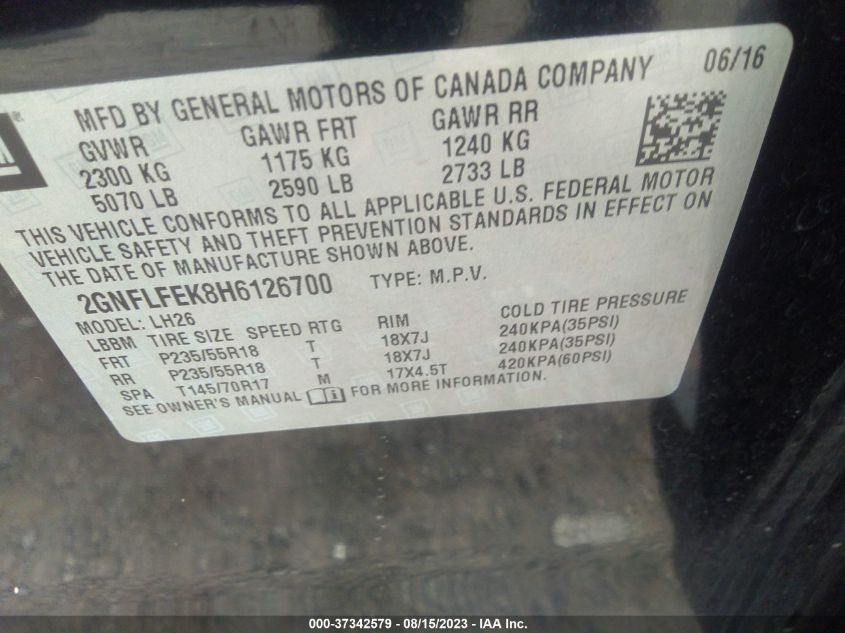 2017 CHEVROLET EQUINOX LT - 2GNFLFEK8H6126700