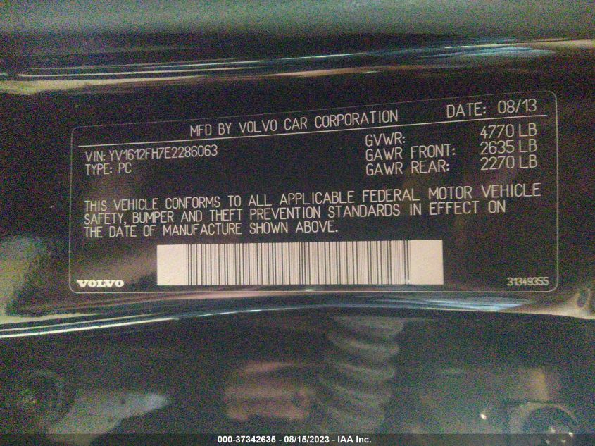 2014 VOLVO S60 T5 - YV1612FH7E2286063