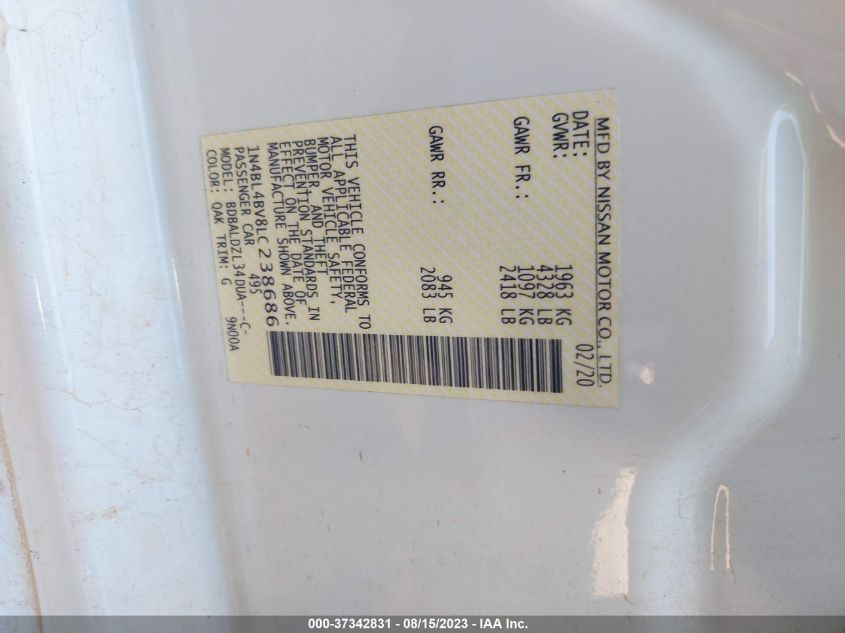 2020 NISSAN ALTIMA S - 1N4BL4BV8LC238686