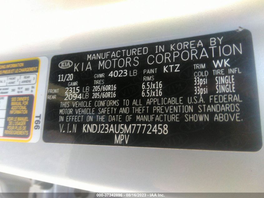 2021 KIA SOUL S - KNDJ23AU5M7772458