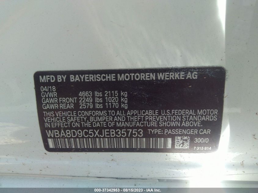 2018 BMW 3 SERIES 330I XDRIVE - WBA8D9C5XJEB35753
