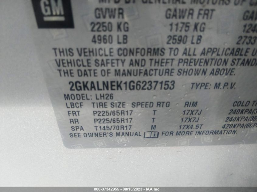 2016 GMC TERRAIN SLE - 2GKALNEK1G6237153