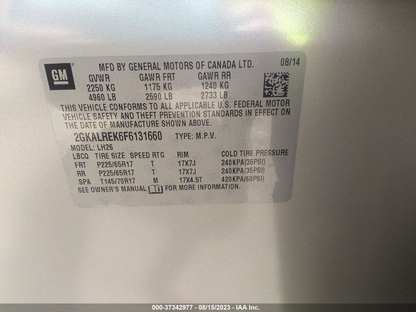 2015 GMC TERRAIN SLE - 2GKALREK6F6131660