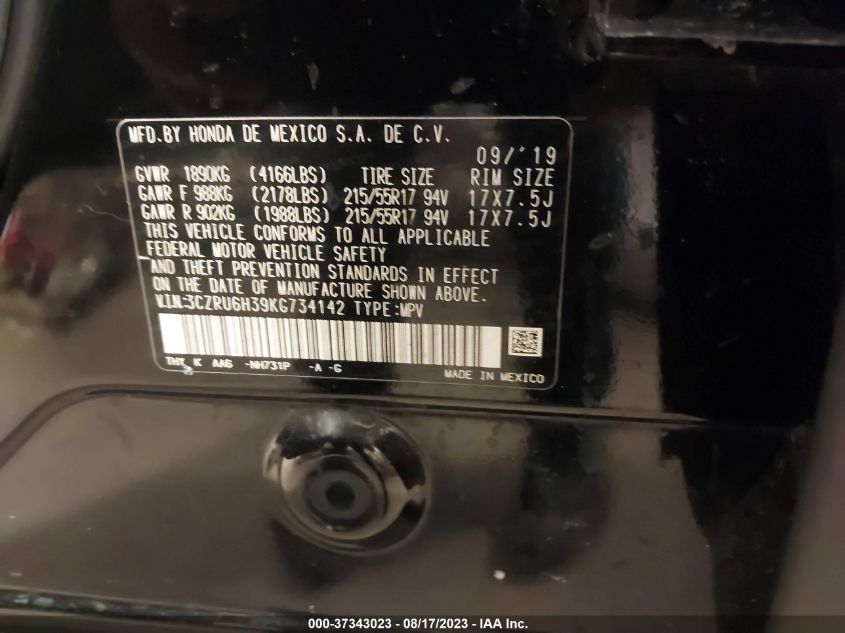 2019 HONDA HR-V LX - 3CZRU6H39KG734142