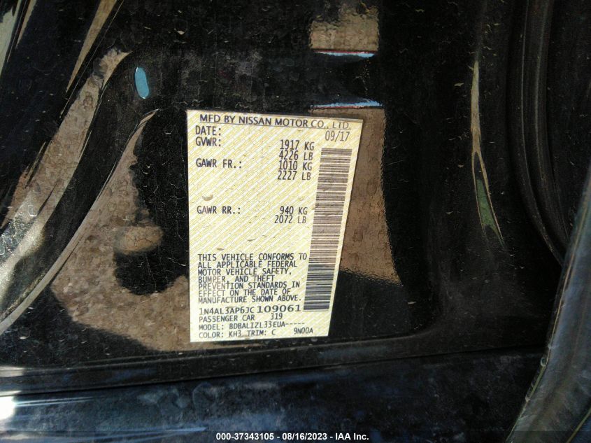 2018 NISSAN ALTIMA 2.5/S/SV/SL/SR - 1N4AL3AP6JC109061