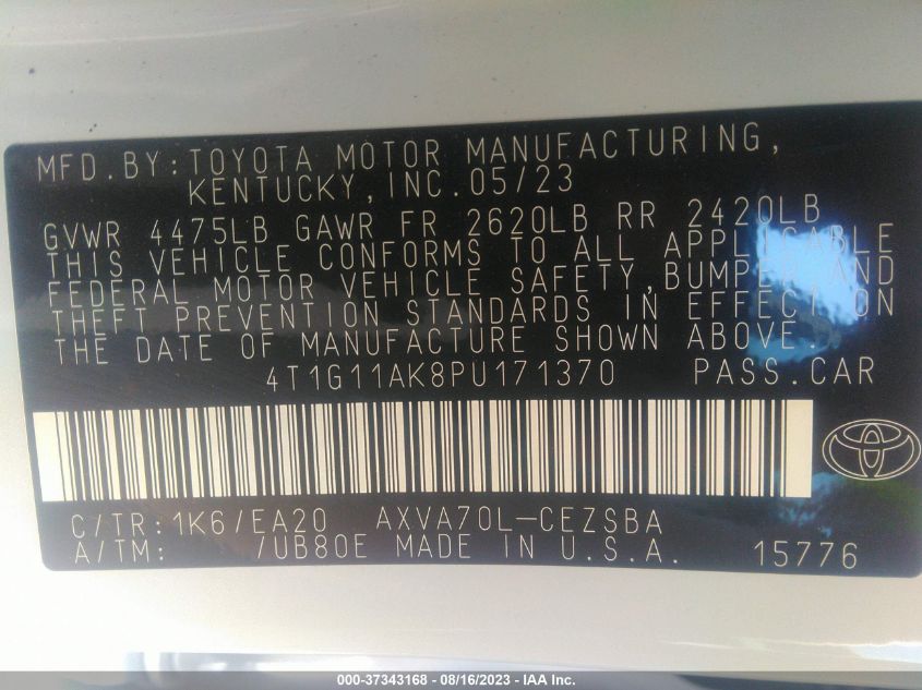 2023 TOYOTA CAMRY SE/SE NIGHTSHADE - 4T1G11AK8PU171370