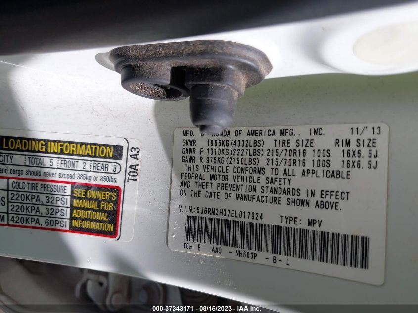 2014 HONDA CR-V LX - 5J6RM3H37EL017924