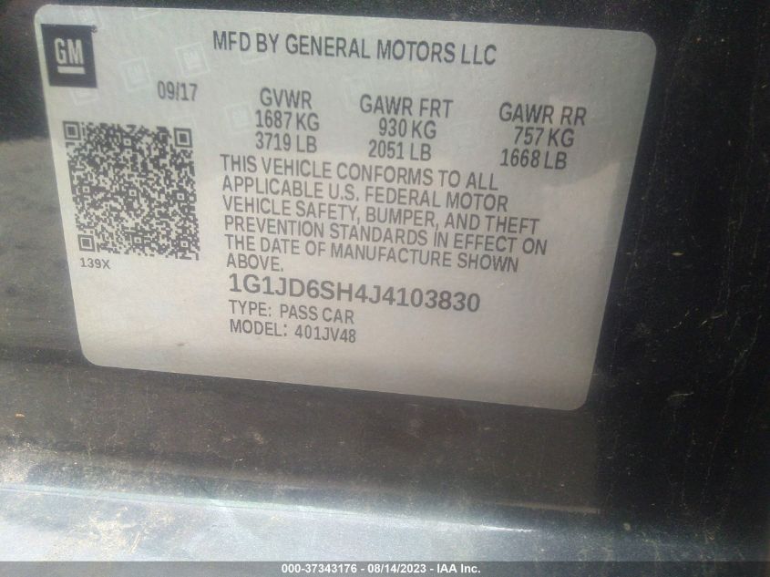 2018 CHEVROLET SONIC LT - 1G1JD6SH4J4103830