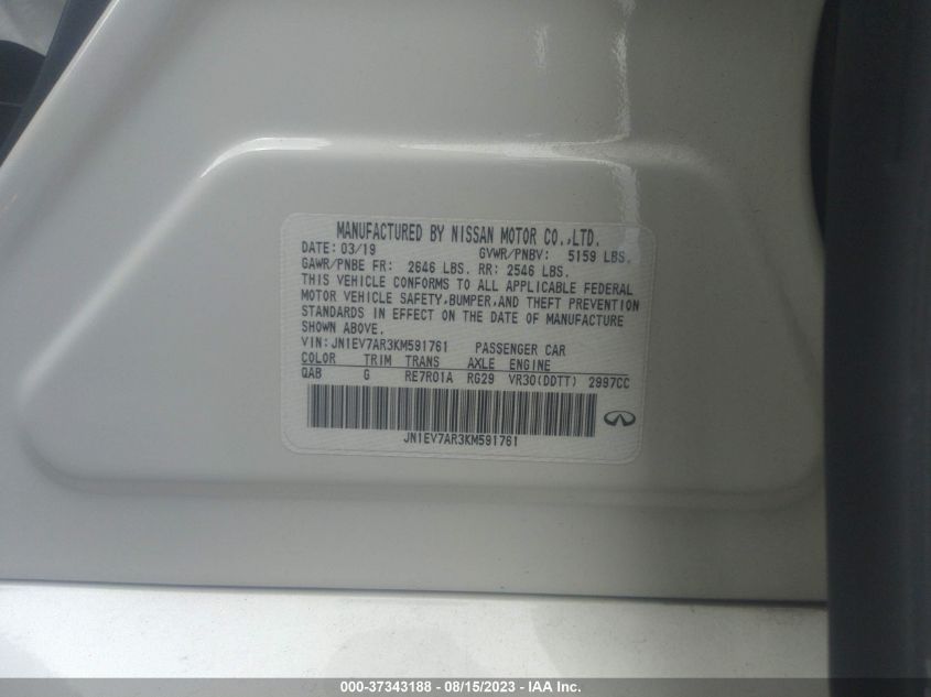 2019 INFINITI Q50 3.0T LUXE - JN1EV7AR3KM591761
