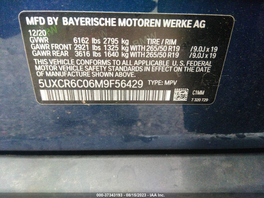 5UXCR6C06M9F56429 BMW X5 XDRIVE40I 9