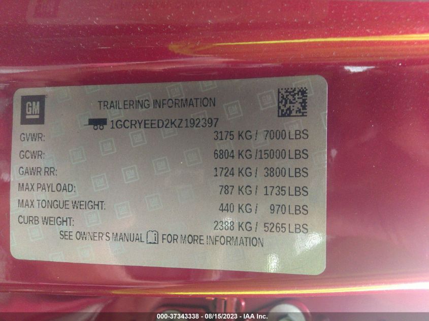 2019 CHEVROLET SILVERADO 1500 RST - 1GCRYEED2KZ192397