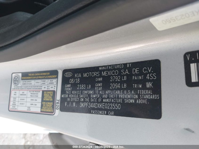 2019 KIA FORTE S - 3KPF34ADXKE023550