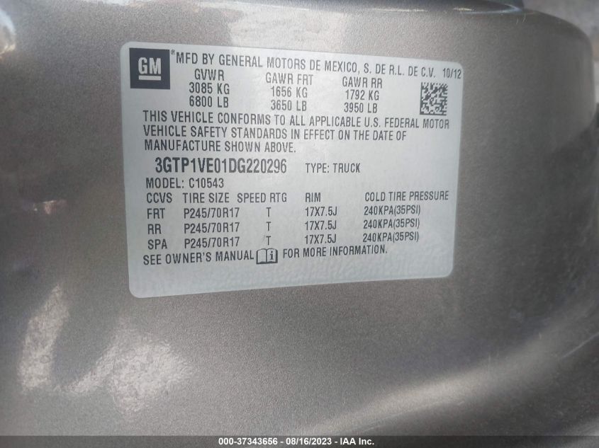 2013 GMC SIERRA 1500 SLE - 3GTP1VE01DG220296