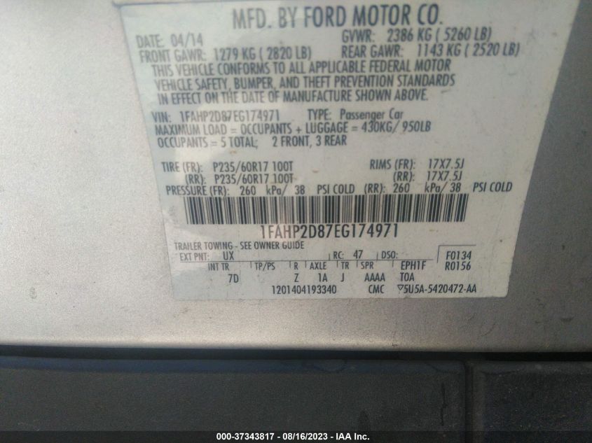 2014 FORD TAURUS SE - 1FAHP2D87EG174971