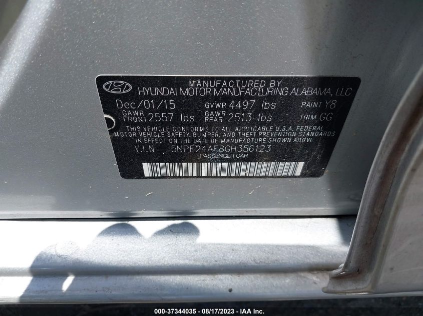 2016 HYUNDAI SONATA 2.4L SE - 5NPE24AF8GH356123