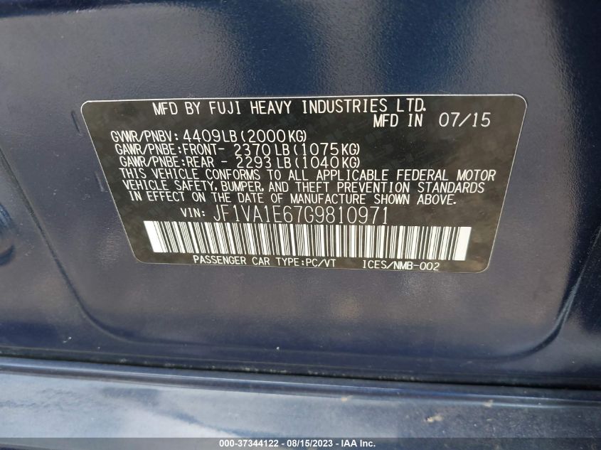 2016 SUBARU WRX PREMIUM - JF1VA1E67G9810971