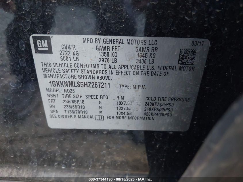 2017 GMC ACADIA SLT-1 - 1GKKNMLS5HZ267211