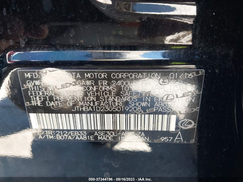 2016 LEXUS IS 200T - JTHBA1D23G5019208