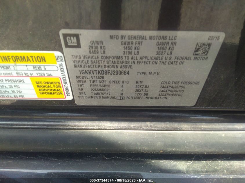 2015 GMC ACADIA DENALI - 1GKKVTKD8FJ290684