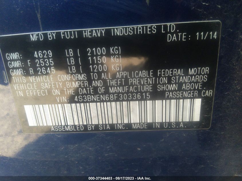 2015 SUBARU LEGACY 3.6R LIMITED - 4S3BNEN68F3033615
