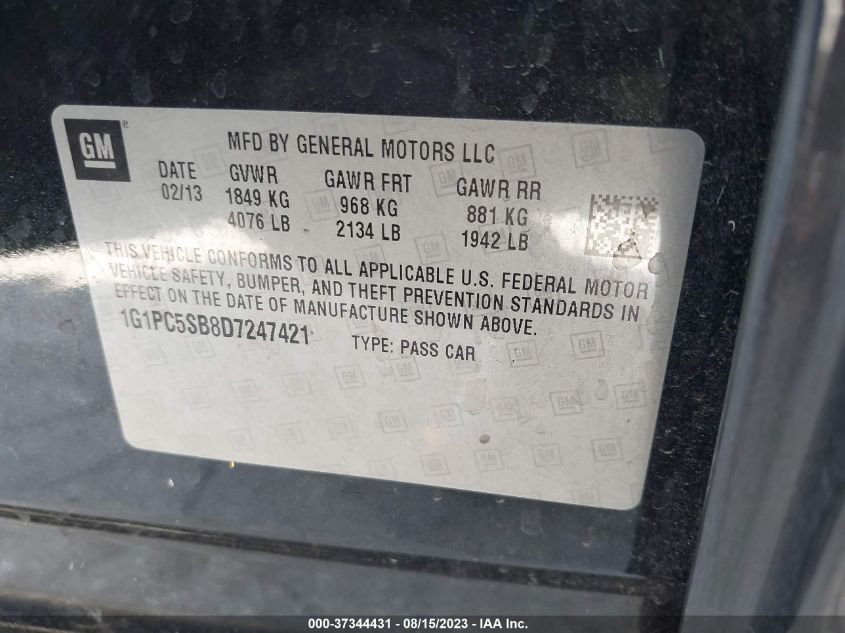 2013 CHEVROLET CRUZE 1LT - 1G1PC5SB8D7247421