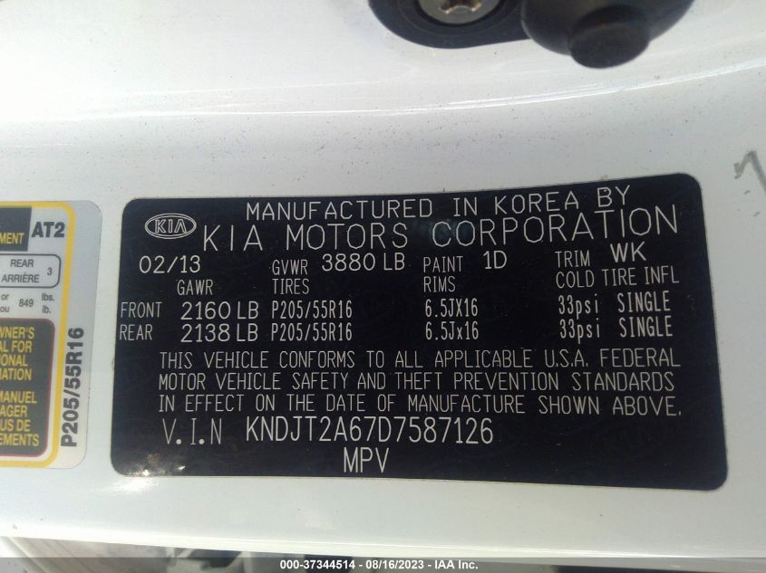 2013 KIA SOUL + - KNDJT2A67D7587126