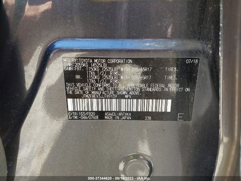 2018 TOYOTA RAV4 LE - JTMZFREV3JJ749109