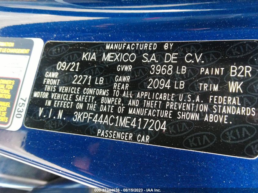 2021 KIA FORTE GT - 3KPF44AC1ME417204