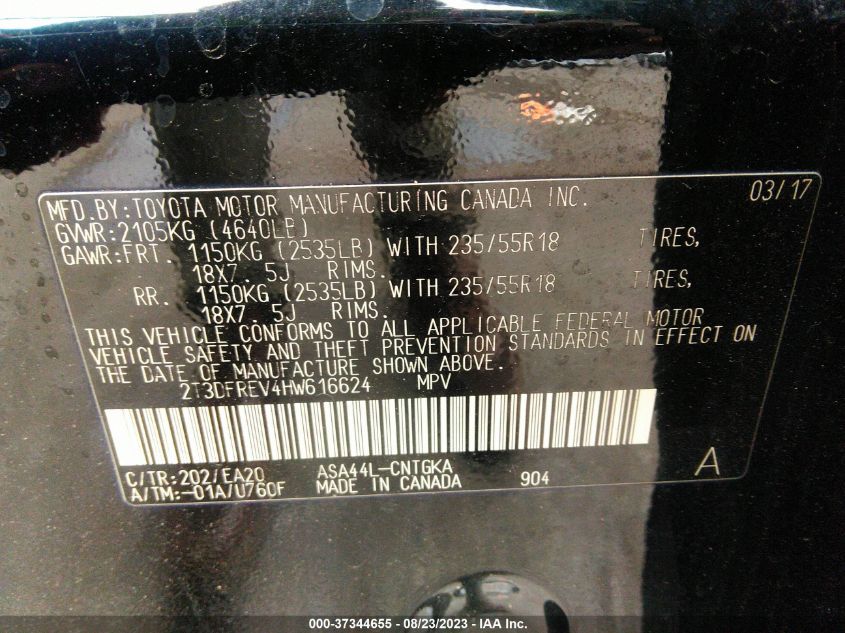 2017 TOYOTA RAV4 LIMITED/PLATINUM - 2T3DFREV4HW616624